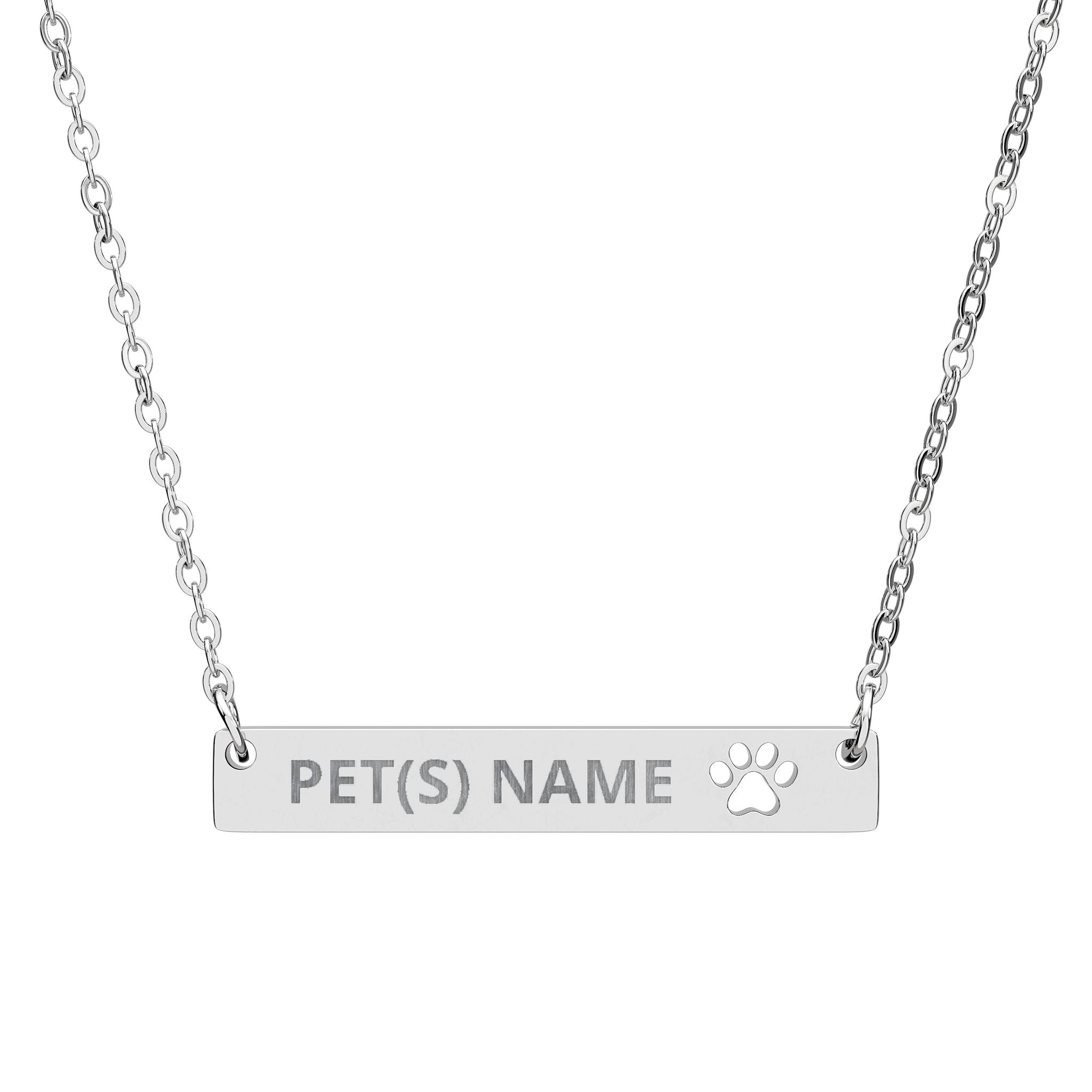 Engravable Paw Bar Necklace | Whisker & Wag