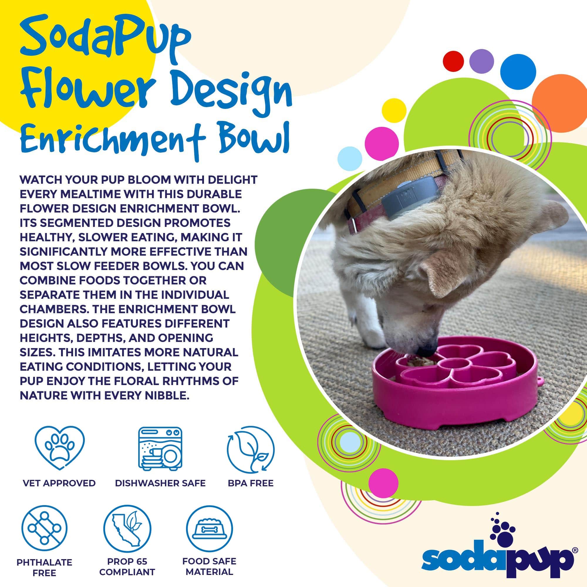 SodaPup Flower Deep Slow Feeder Dog Bowl