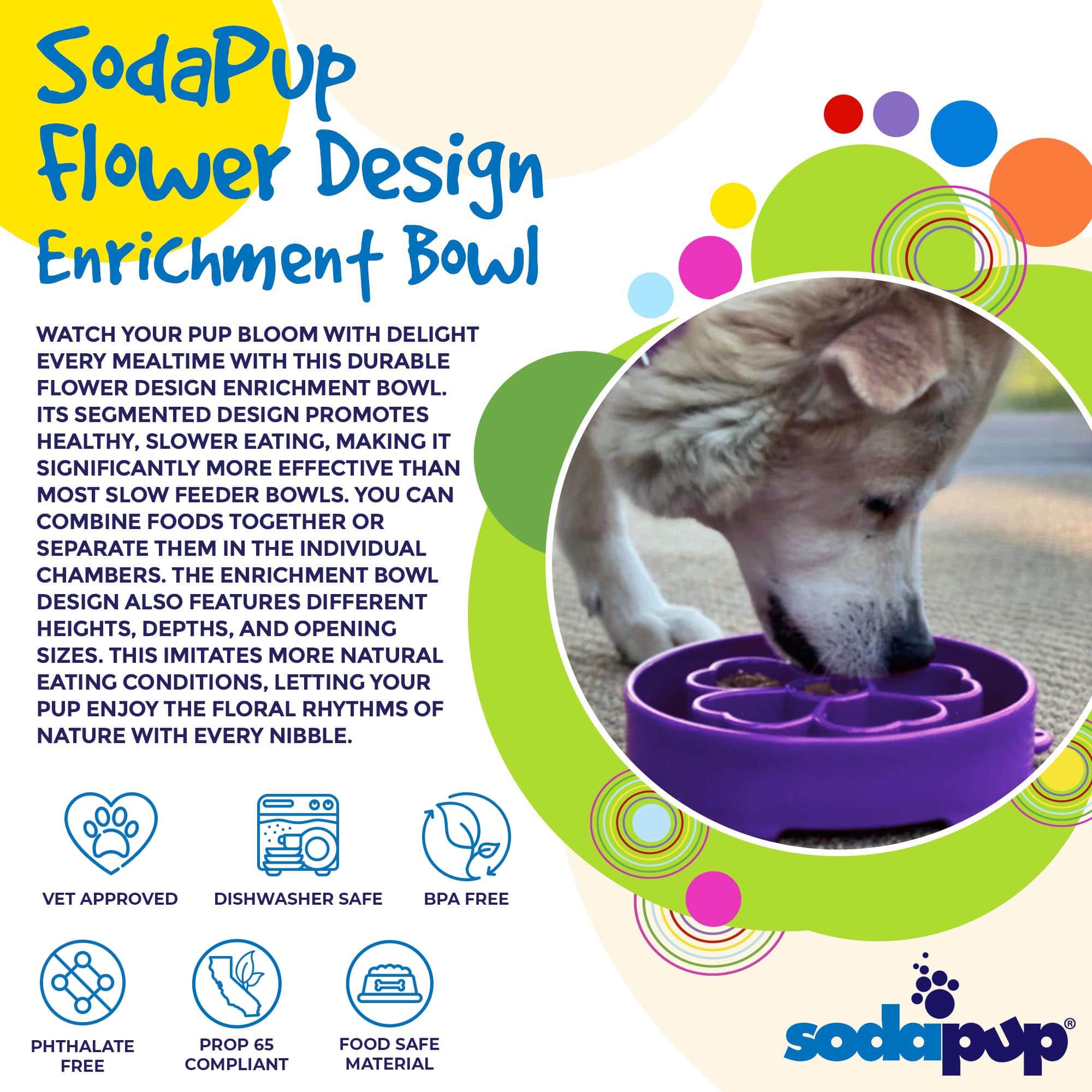 SodaPup Flower Deep Slow Feeder Dog Bowl