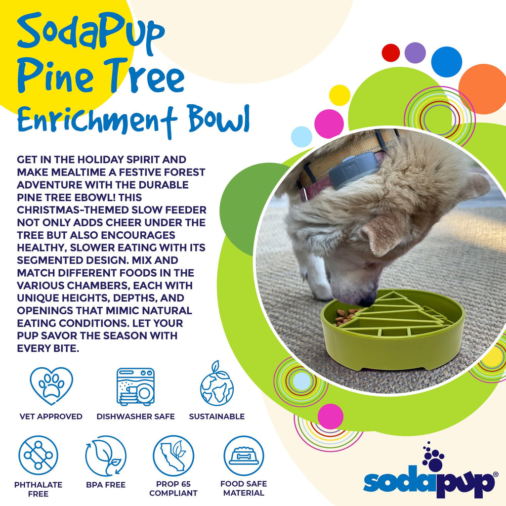 SodaPup Pine Tree Deep Slow Feeder Dog Bowl