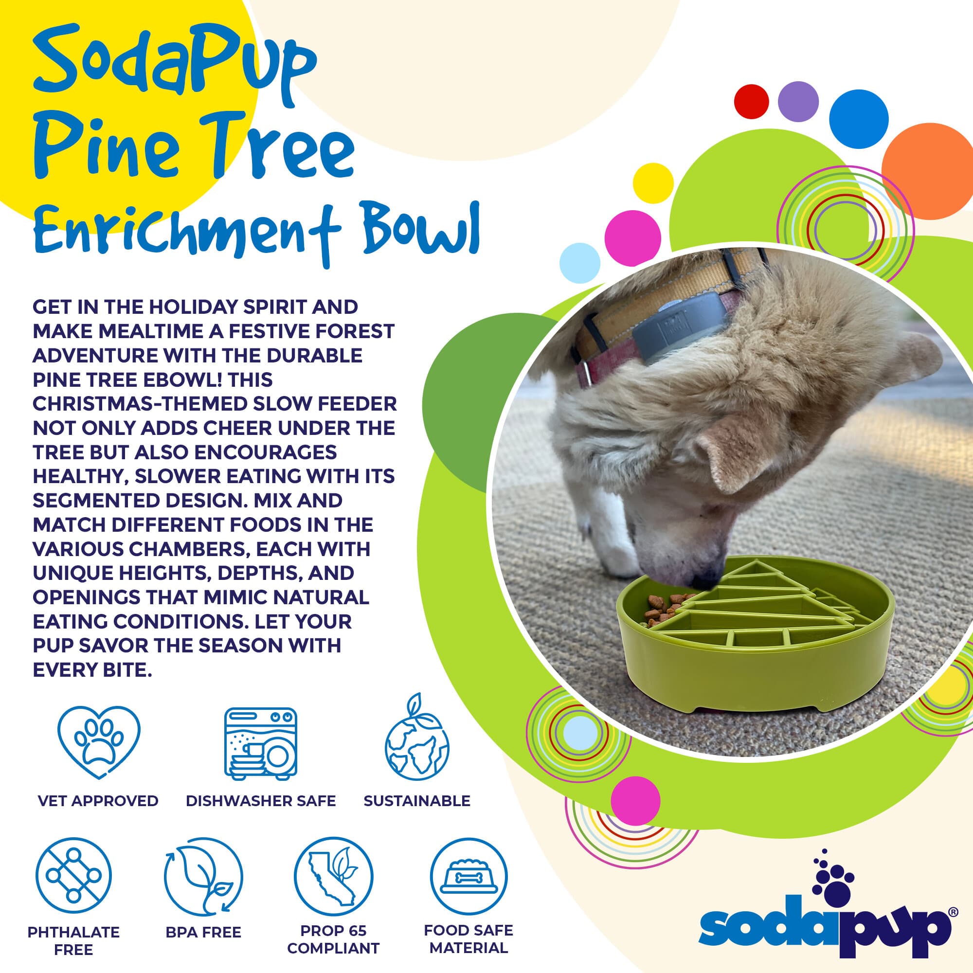 SodaPup Pine Tree Deep Slow Feeder Dog Bowl