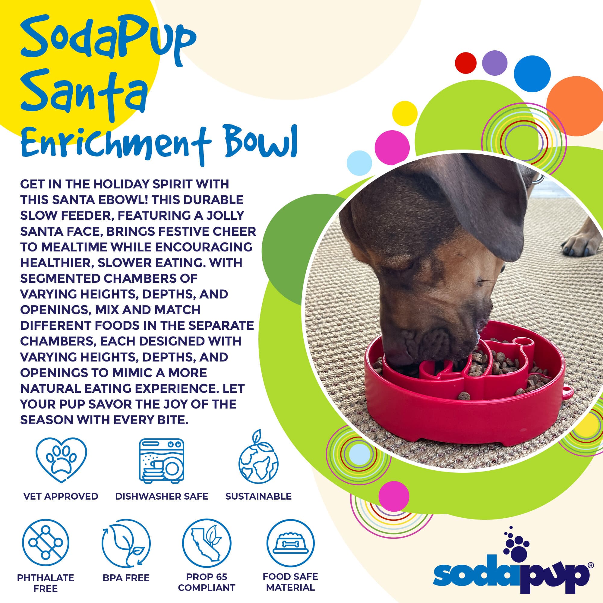 SodaPup Santa Deep Slow Feeder Dog Bowl