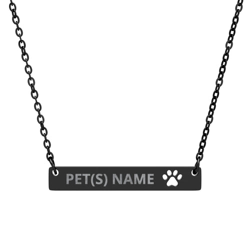 Engravable Paw Bar Necklace | Whisker & Wag
