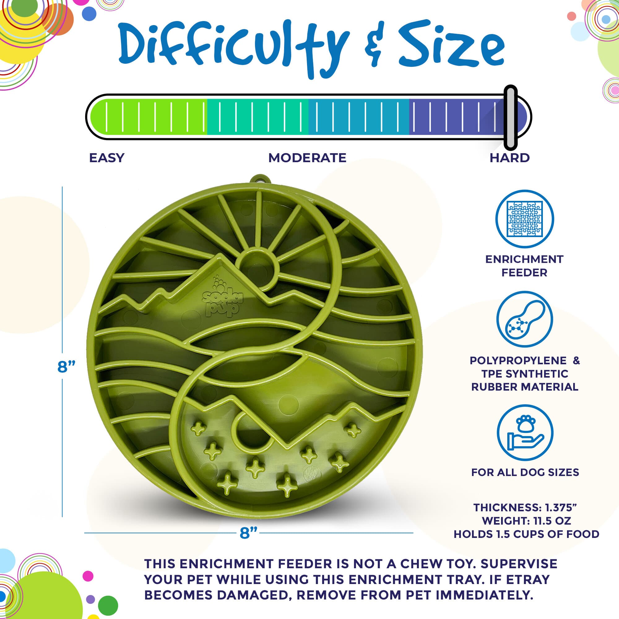 SodaPup Sun and Moon Shallow Slow Feeder Dog Bowl