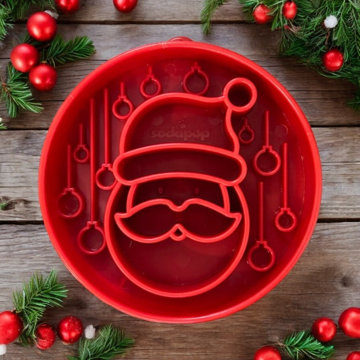 SodaPup Santa Deep Slow Feeder Dog Bowl