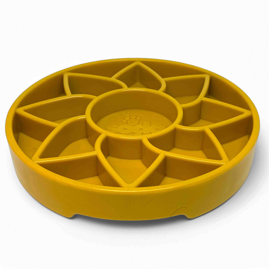 SodaPup Sunflower Shallow Slow Feeder Dog Bowl