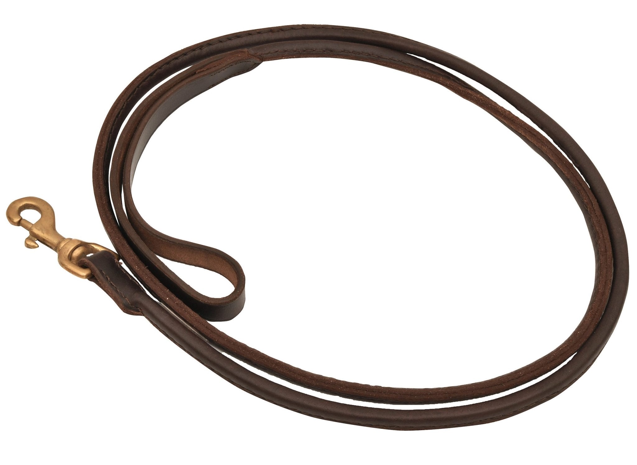 Rolled Leather Dog Leash with Hand Strap Handle, 6 ft Long
